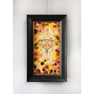 Tierra by Kierstin Young | Oil & Acrylic on masonite panel featuring a moth on a colorful background For Sale