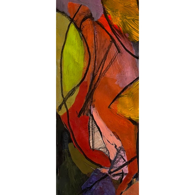 The combination of sensual legs and organic shapes is mysterious and came together on a whim. I had painted the legs first...