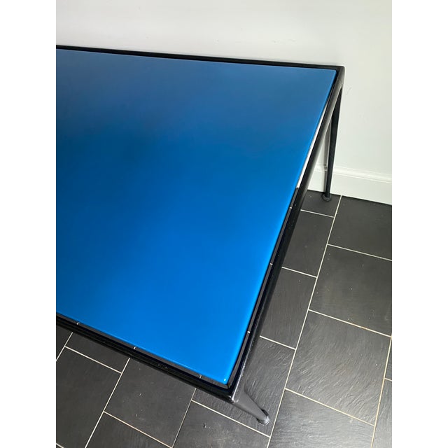 Metal Vintage Modern Black and Blue Metal Outdoor Dining Table by Richard Schultz for Knoll For Sale - Image 7 of 10