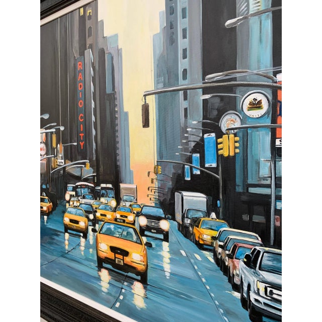 Textile Radio City New York Nyc Sunset - Unique Original Art by Contemporary British Urban Landscape Artist, For Sale - Image 7 of 13