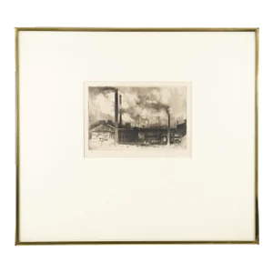 Etching of an Industrial Landscape by Auguste Brouet, 1925