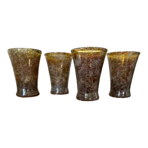 Vintage Italian Olive and Bronze Brown Glasses - Set of 4
