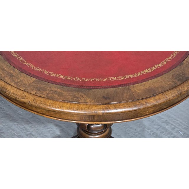 Brown Victorian Walnut Swivel Library Table, 1850s For Sale - Image 8 of 12