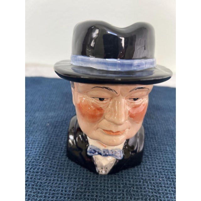 Woods of Burslem Sir Winston Churchill Hand Painted Staffordshire Toby Jug For Sale - Image 5 of 6