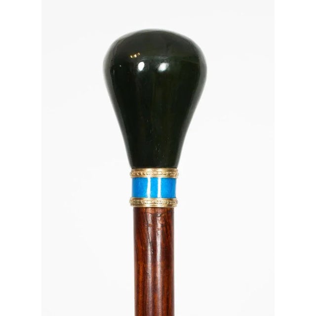 Antique Russian Silver Gilt and Jade Enamel Walking Stick, 1800s For Sale - Image 5 of 11