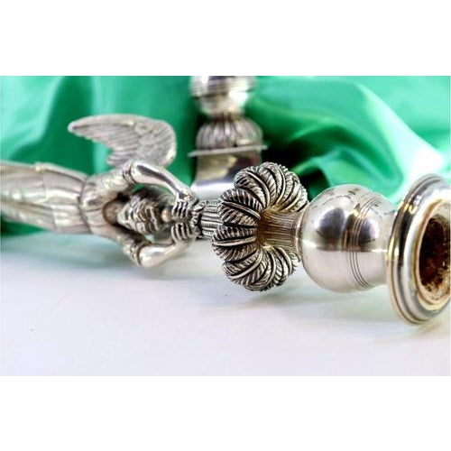 Silver Candlesticks with Angelic Figures, Set of 2 For Sale - Image 6 of 11