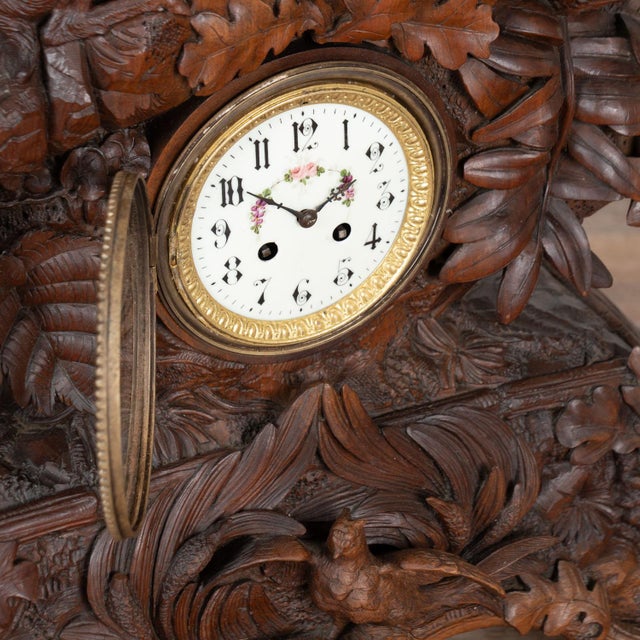 19th Century Hand Carved Black Forest Mantel Game Clock, Germany For Sale - Image 9 of 14