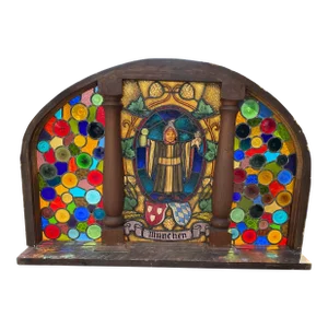 1930s Stained Glass Roundel Windows Featuring Monk City Coat of Arms in Munich