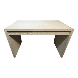 Faux Crocodile Lacquered Waterfall Desk, Attributed to Karl Springer For Sale