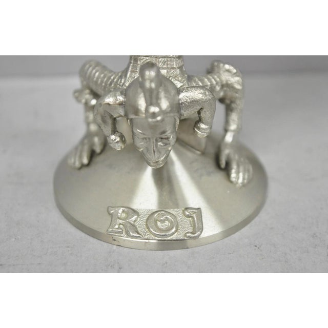 Silver Vintage Royal Order of Jesters Figural Pewter Metal Award Renaissance Goblet For Sale - Image 8 of 14
