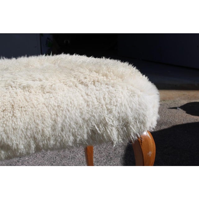 1970s Stools in Walnut and Sheep's Wool, 1970, Set of 2 For Sale - Image 5 of 13