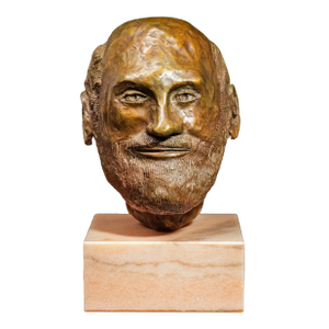Lifelike Quality Vintage Bronze Bust of Bearded Man on Marble Base Art Sculpture Statue Home Decor