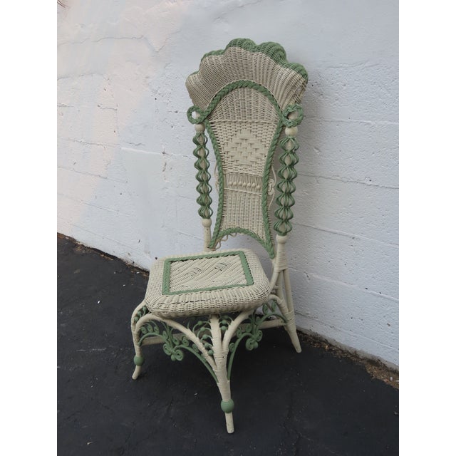 Victorian Woven Wicker Side Accent Chair 6590 For Sale - Image 11 of 17