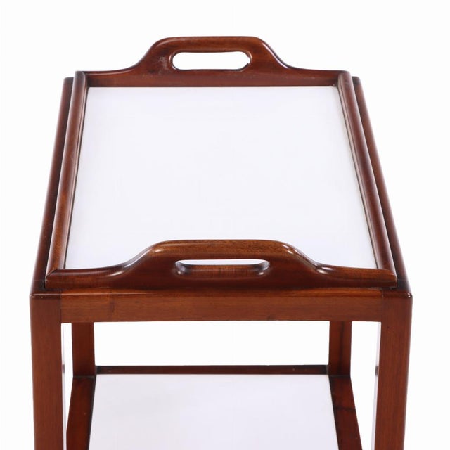 A French Mahogany and Milk Glass Bar /Serving Table, C. 1960. For Sale - Image 4 of 5