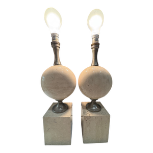 Vintage Philippe Barbier Sculptural Lamps - a Pair