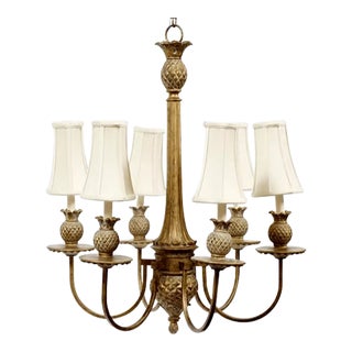 Vintage Quoizel Beauvoir Veneto Pineapple Chandelier 6 Lights For Sale