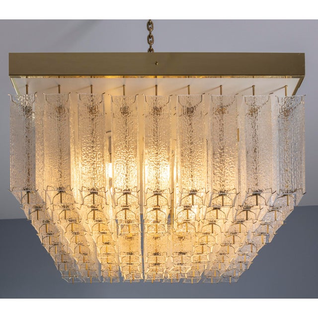 Bohemian Flush-Mount Light in Textured Glass & Brass, 1960s For Sale - Image 17 of 18