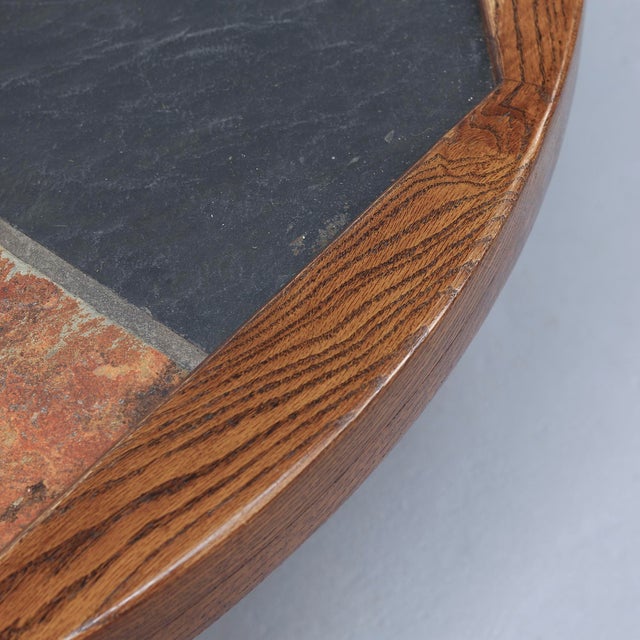 Brown Large Brutalist Round Coffee Table with Tiles, 1970s For Sale - Image 8 of 10