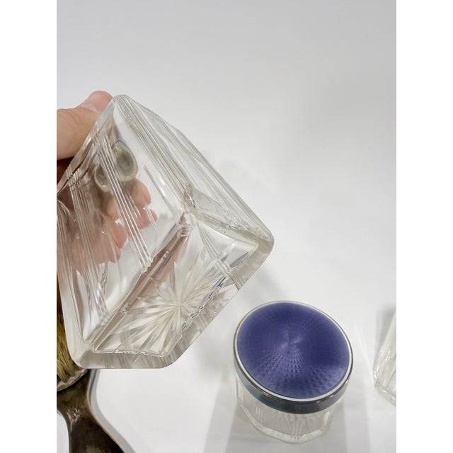 Metal French Workshop, French Sterling Guilloché Enamel 8 Pc Vanity Set, Circa 1920 For Sale - Image 7 of 12