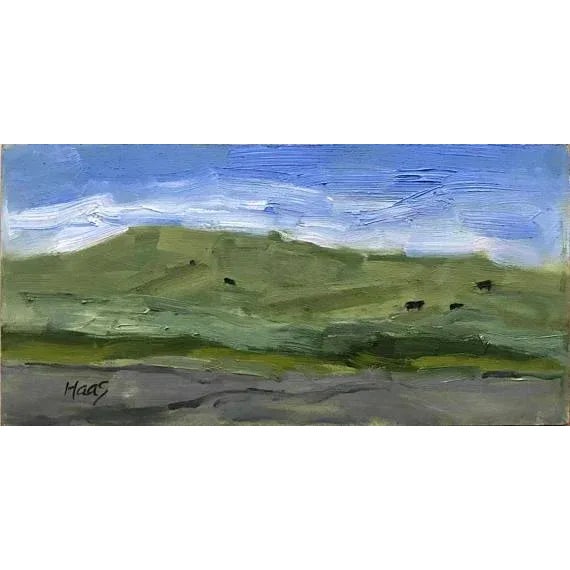 Yolo County Cows Plein‑Air Landscape Original Oil by L Haas For Sale - Image 4 of 9