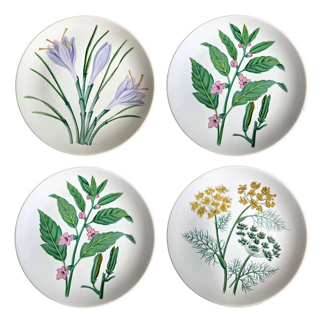 Vintage Horchow Collection Botanical Salad/Dessert Plates, Set of 4 For Sale