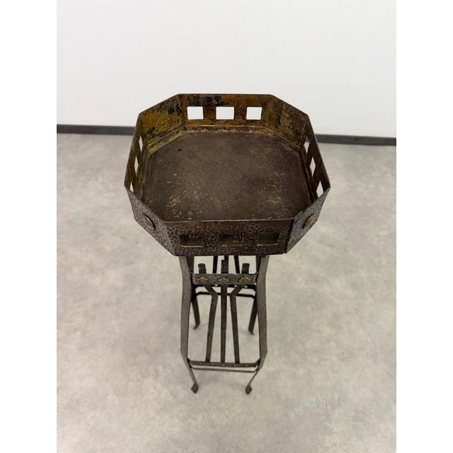 Art Nouveau Wrought Iron Plant Stand in the style of Wiener Werkstätte, 1890s For Sale - Image 9 of 12