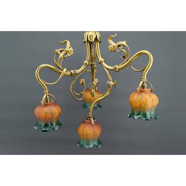 Art Nouveau Chandelier in Gilt Bronze, 1890 For Sale - Image 10 of 18