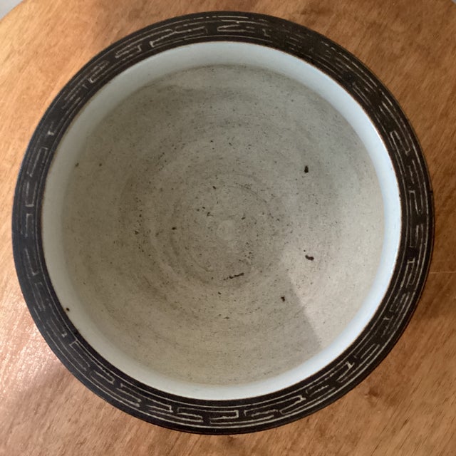 Antique Collectable Qianlong Period Blue and White Glazed Porcelain Censer/Bowl on Wood Base For Sale In Chicago - Image 6 of 12