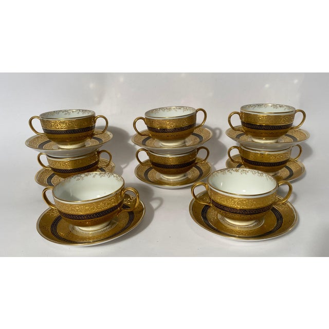 A Set of 8 Cream Soup or Dessert Cups & Saucers. Antique Limoges Circa 1890 For Sale In West Palm - Image 6 of 9