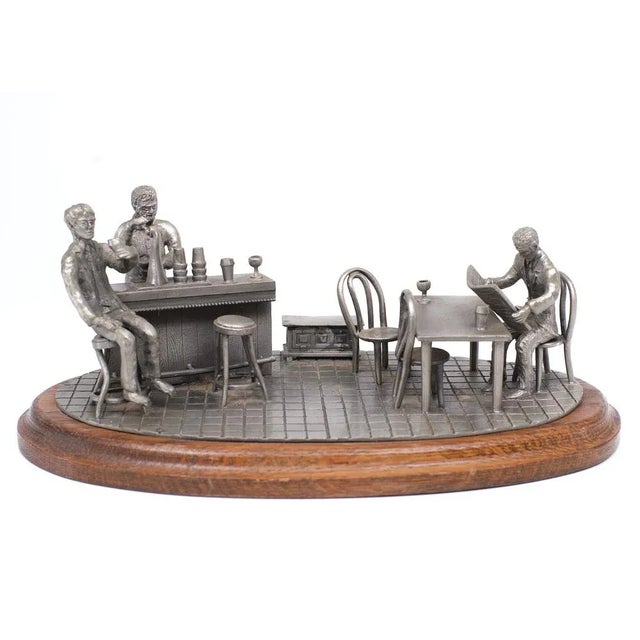 Vintage Pewter Bar Scene by Tin Etain Zinn Pewter, 1970s For Sale - Image 10 of 10