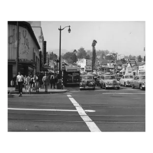 1950 Hollywood and Vine Los Angeles Antique Photograph
