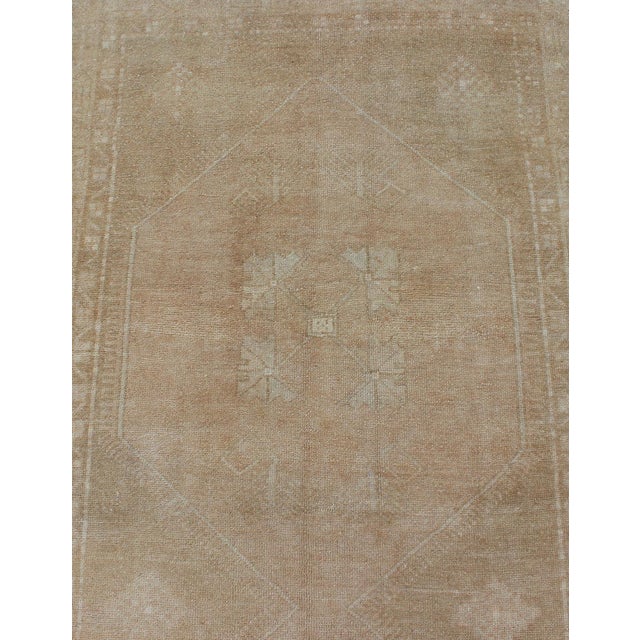 Long Oushak Runner With Subdued Design and Neutral Color Palette For Sale - Image 10 of 11