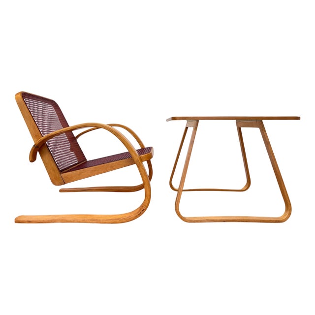 Armchair and Table by Miroslav Navrátil for Zdeněk Plesník, 1949 For Sale