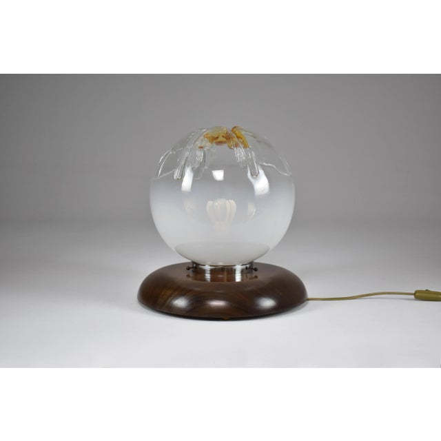 Brown Italian Mid-Century Modern Murano Glass Spherical Globe Table Lamp, 1970s For Sale - Image 8 of 8