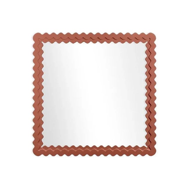 Contemporary Fleur Home Carnival Chaos Square Mirror in Red Earth, 30x30 For Sale - Image 3 of 3
