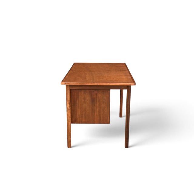 Restored Danish Modern Writing Desk With Sliding Cabinet & Tapered Legs For Sale - Image 9 of 17