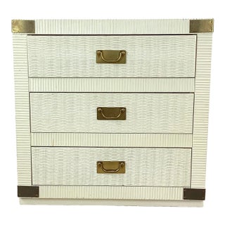 Hollywood Regency Campaign Style Three Drawer Chest For Sale