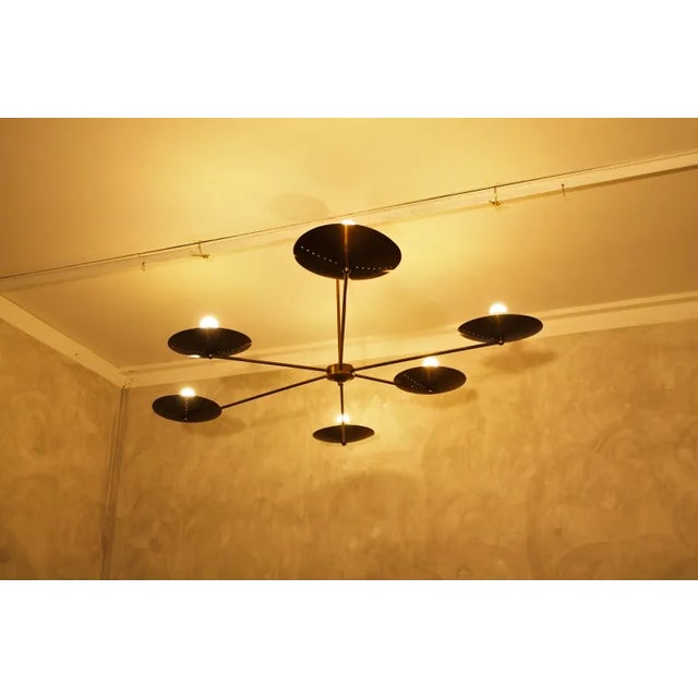 Contemporary 1960s Mid-Century Gold Brass Chandelier For Sale - Image 3 of 5