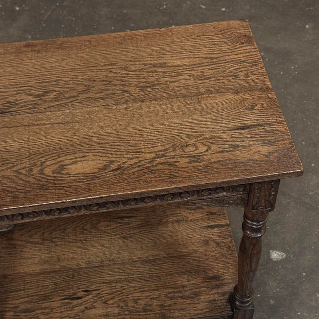 19th Century Rustic Hand Carved Oak Renaissance Revival Side Table For Sale - Image 18 of 18