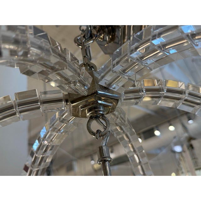 Visual Comfort Signature Crystal Cube Six-Light Chandelier For Sale In San Francisco - Image 6 of 12