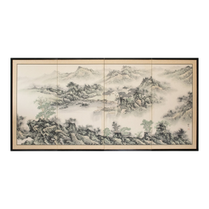 1970s Ming Dynasty Style Monochrome Screen "Landscape With Mountains"