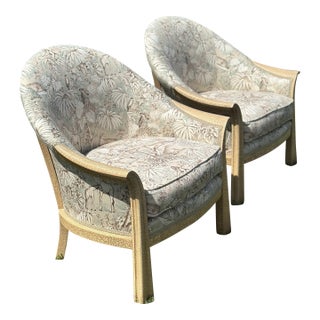 Vintage Barrel Back Chairs, Reupholstered, a Pair For Sale