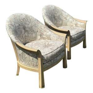 Vintage Barrel Back Chairs, Reupholstered, a Pair