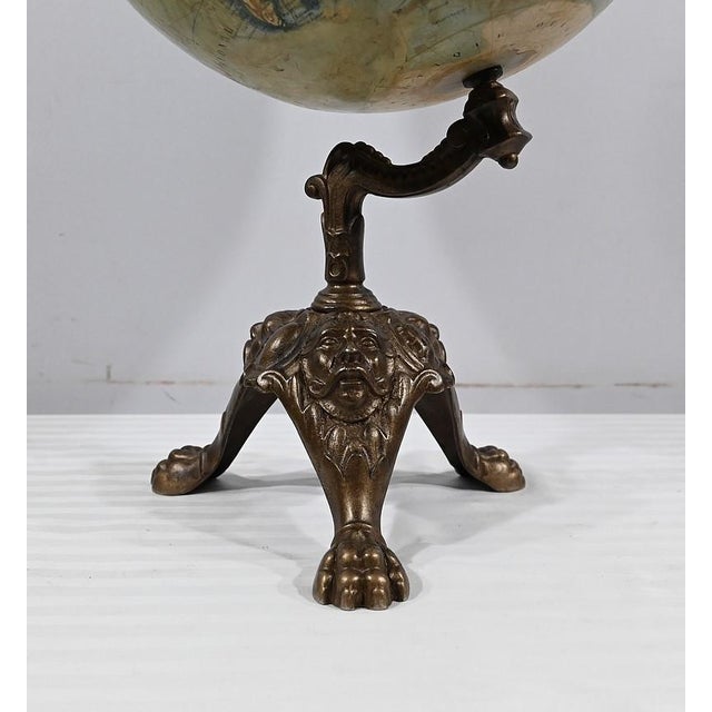 Lithographed and Cast Iron Terrestrial Globe For Sale - Image 8 of 18