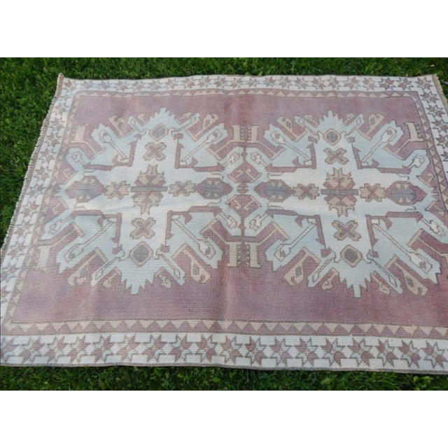 Boho Chic Vintage Turkish Kars Rug 3′11″ × 5′6″ For Sale - Image 3 of 10