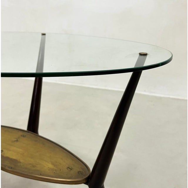1950s Coffee Table in Glass, Brass and Lacquered Wood, 1950s For Sale - Image 5 of 10