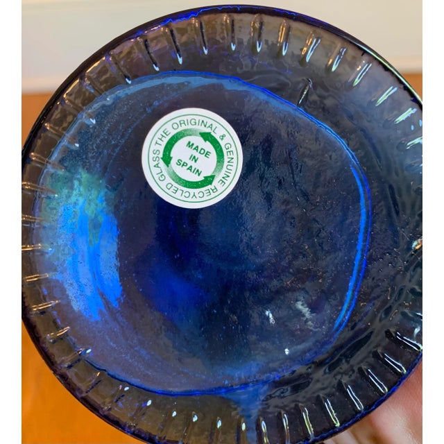 1990s Vintage Spanish Blue Glass Candlesticks, Set of 2 For Sale - Image 9 of 9