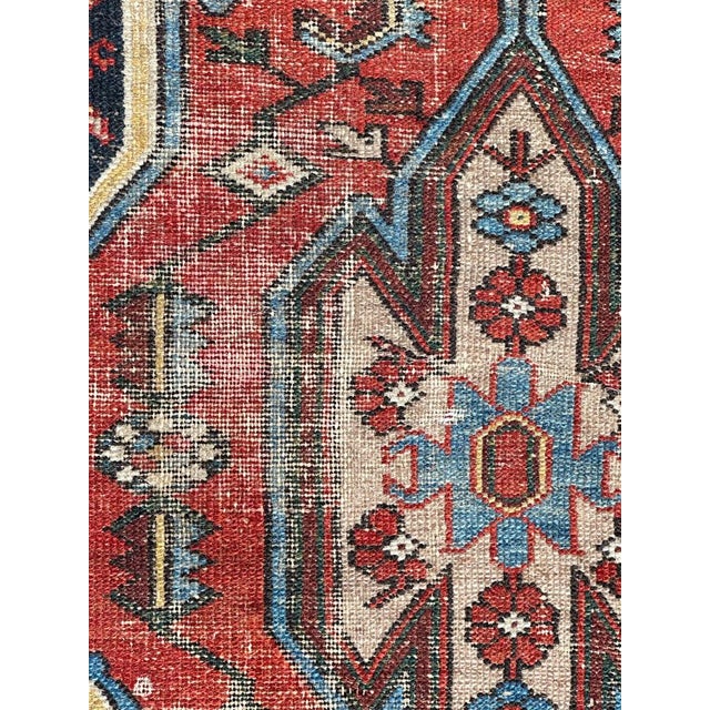 Rustic Vintage Distressed Mazlaghan Rug, 1950s For Sale - Image 3 of 18