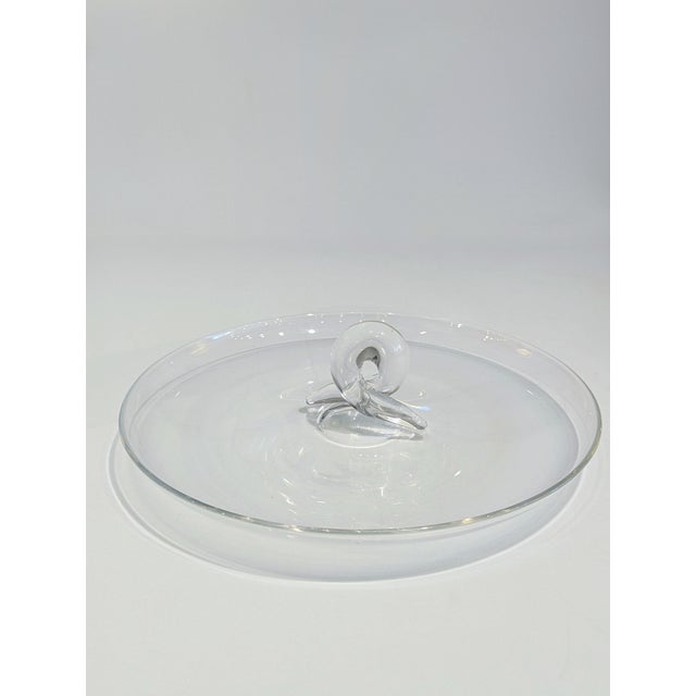 Mid-Century Modern Stueben Crystal Platter With Handle For Sale - Image 3 of 6