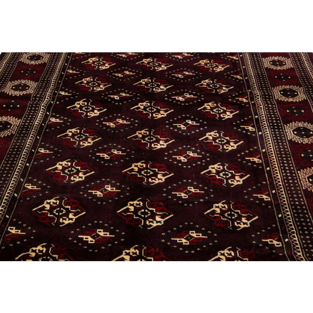 1960s 1960s Persian Turman Burgundy Wool Rug With Allover Design For Sale - Image 5 of 7